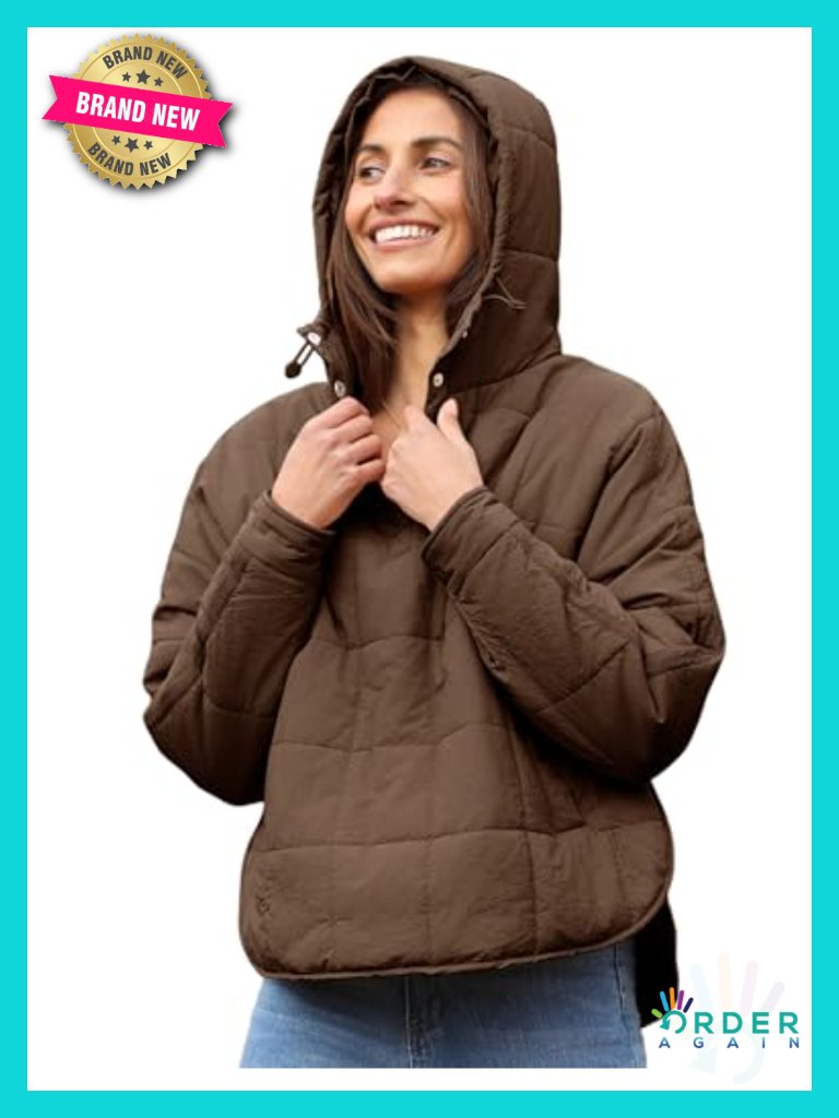 Oversized Hooded Puffer Jacket Quilted Lightweight Winter Coat